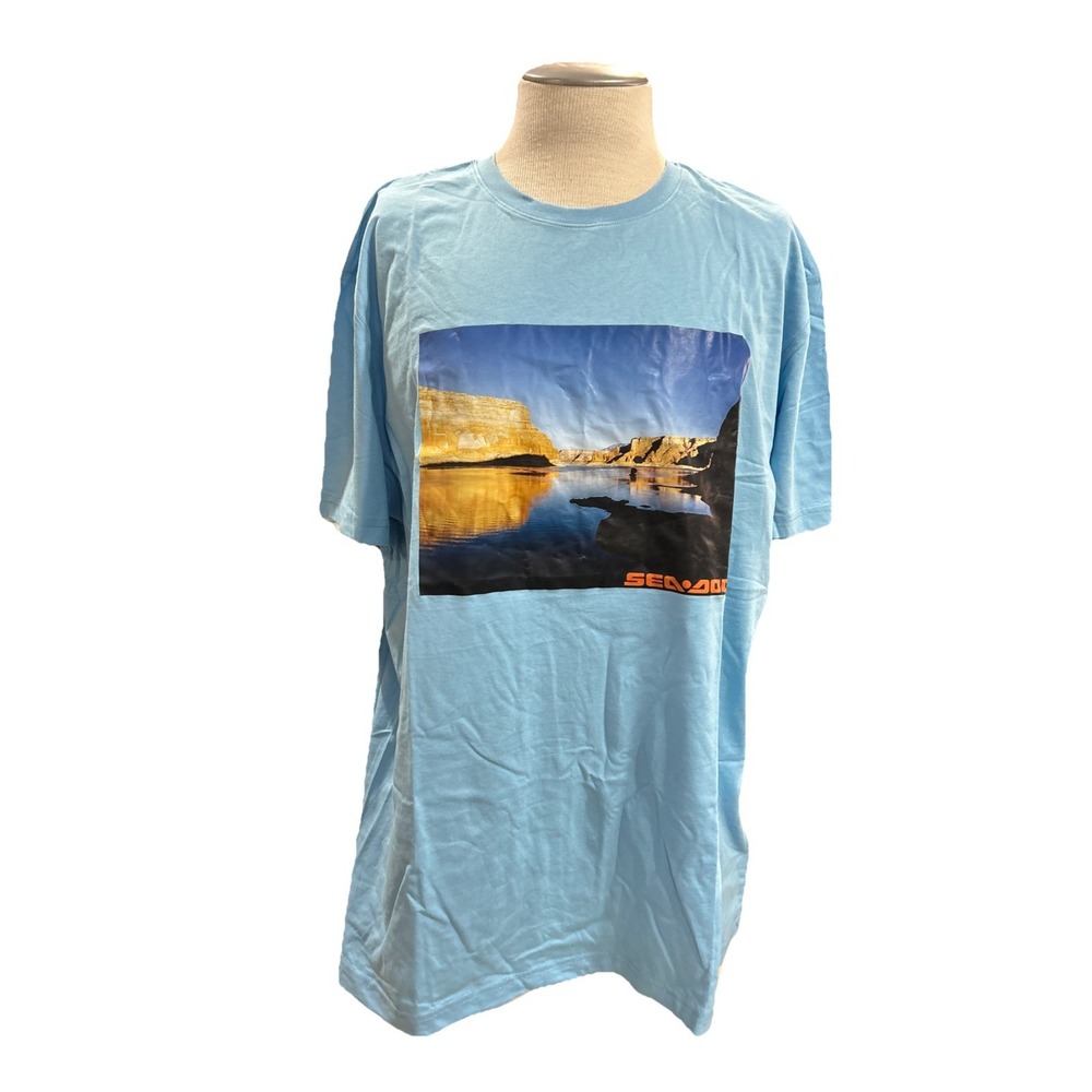 Sea Doo Men's Ocean View T Shirt 2XL Blue Nature Mountain
